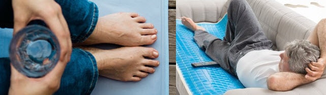 Kühlmatte ohne Strom im Einsatz auf Liegestuhl und Sofa bei Sommerhitze