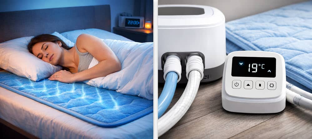 Elektrische Kühlmatte im Bett sorgt für angenehme Kühlung beim Schlafen im Sommer